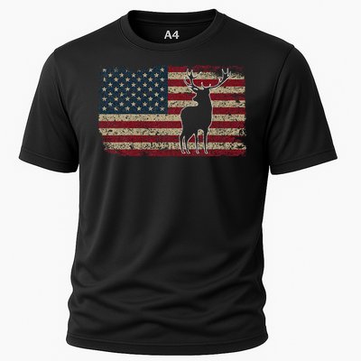 Deer Hunting American Flag I Proud Hunter Gift Idea Cooling Performance Crew T-Shirt