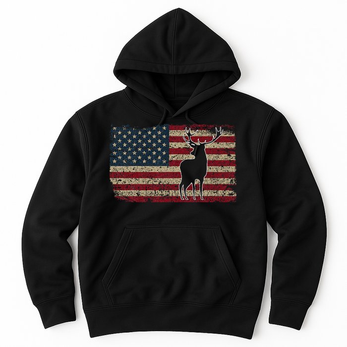 Deer Hunting American Flag I Proud Hunter Gift Idea Hoodie