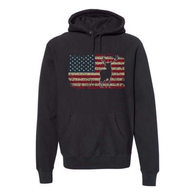 Deer Hunting American Flag I Proud Hunter Gift Idea Premium Hoodie