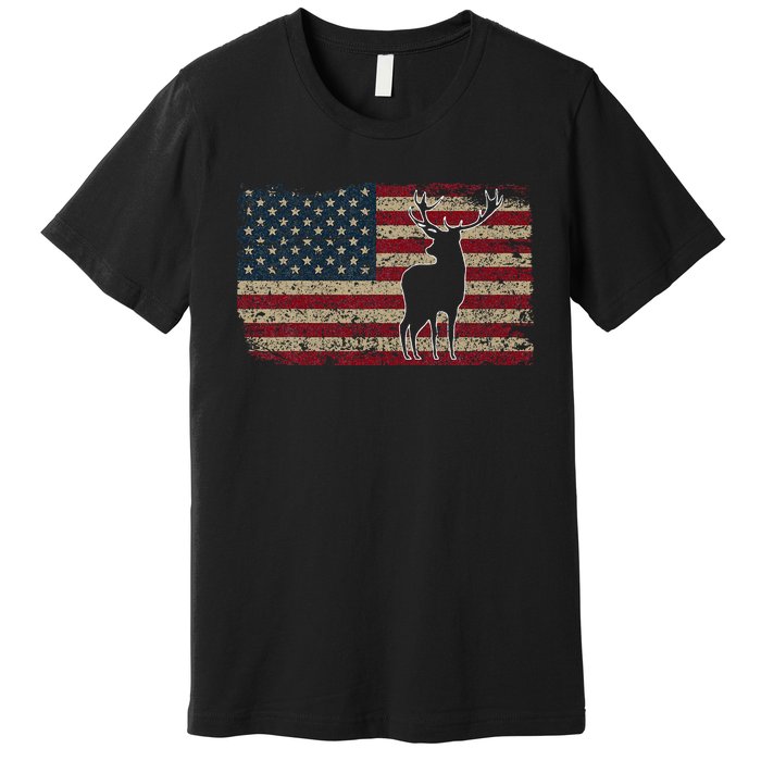 Deer Hunting American Flag I Proud Hunter Gift Idea Premium T-Shirt