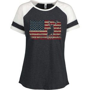 Deer Hunting American Flag I Proud Hunter Gift Idea Enza Ladies Jersey Colorblock Tee