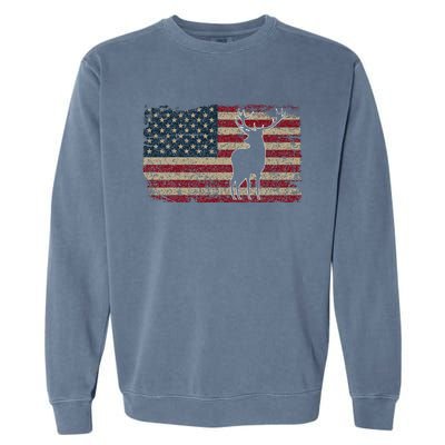 Deer Hunting American Flag I Proud Hunter Gift Idea Garment-Dyed Sweatshirt