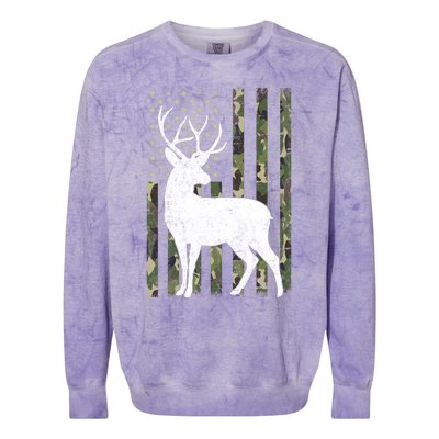 Deer Hunting American Flag Camo Colorblast Crewneck Sweatshirt