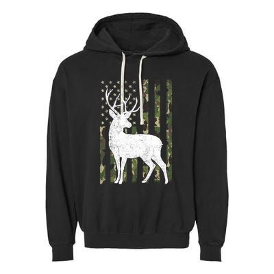 Deer Hunting American Flag Camo Garment-Dyed Fleece Hoodie