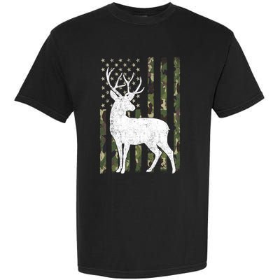 Deer Hunting American Flag Camo Garment-Dyed Heavyweight T-Shirt