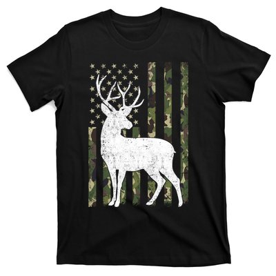 Deer Hunting American Flag Camo T-Shirt