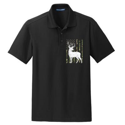 Deer Hunting American Flag Camo Dry Zone Grid Polo