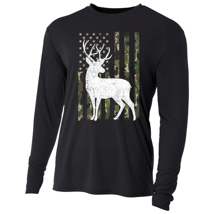 Deer Hunting American Flag Camo Cooling Performance Long Sleeve Crew