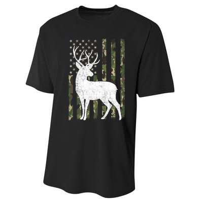 Deer Hunting American Flag Camo Performance Sprint T-Shirt