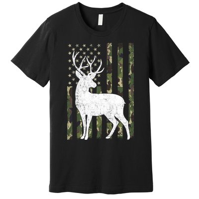 Deer Hunting American Flag Camo Premium T-Shirt