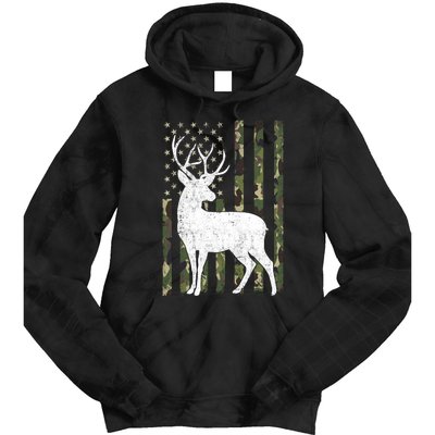 Deer Hunting American Flag Camo Tie Dye Hoodie