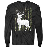 Deer Hunting American Flag Camo Tie-Dye Long Sleeve Shirt