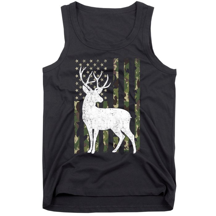 Deer Hunting American Flag Camo Tank Top