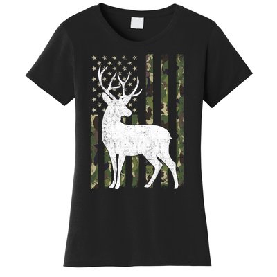 Deer Hunting American Flag Camo Women's T-Shirt