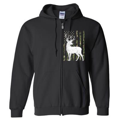 Deer Hunting American Flag Camo Full Zip Hoodie