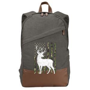 Deer Hunting American Flag Camo Cotton Canvas Backpack