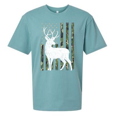 Deer Hunting American Flag Camo Sueded Cloud Jersey T-Shirt