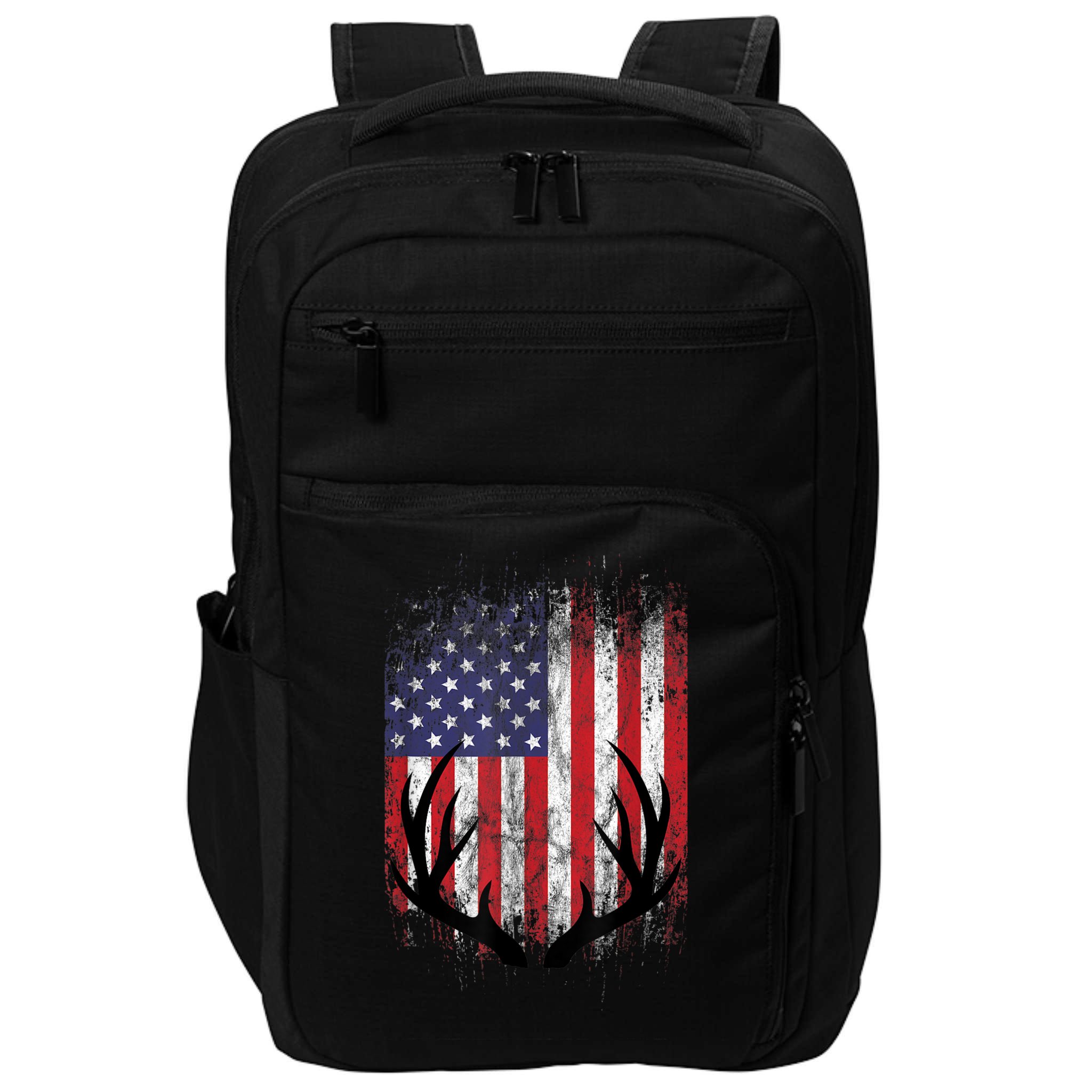 Deer Hunting American Flag Whitetail Buck Antlers Impact Tech Backpack
