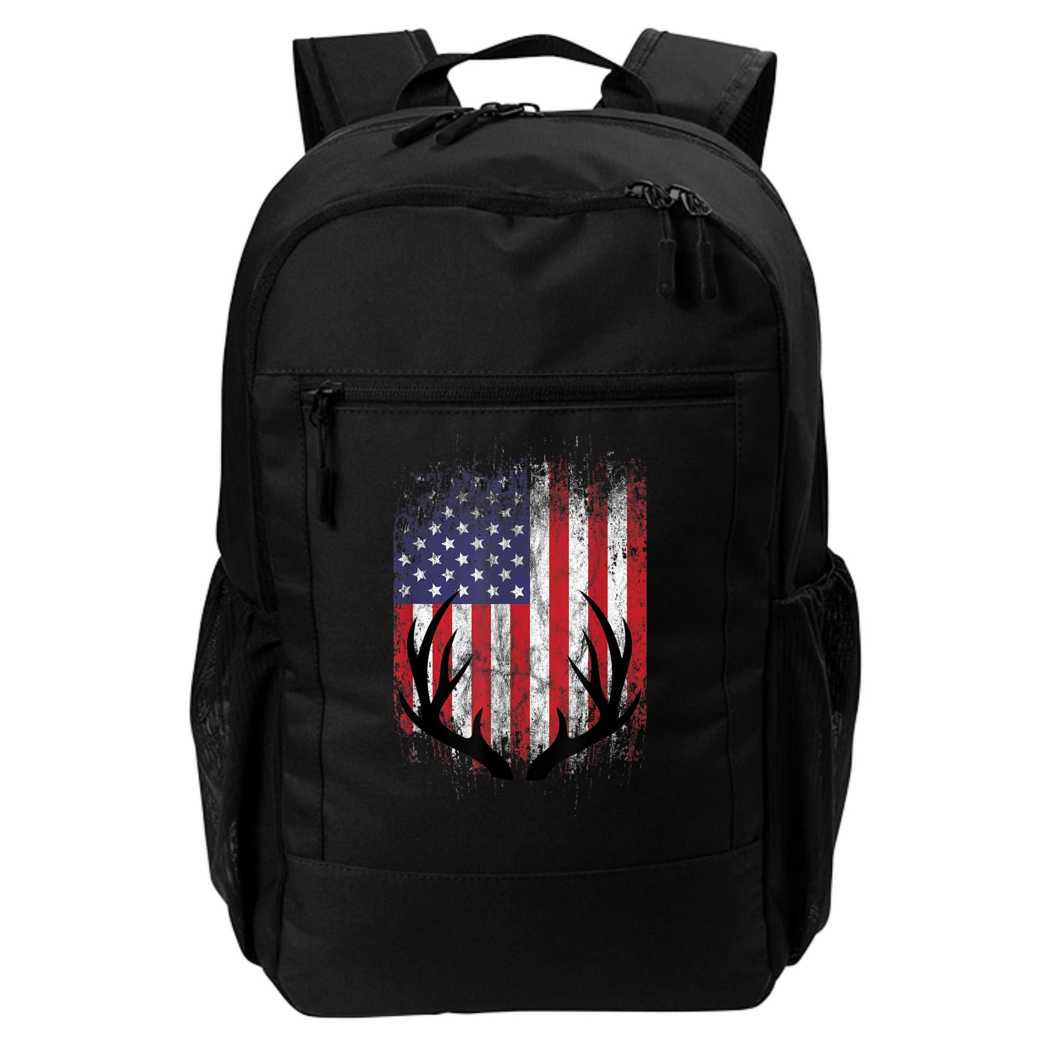 Deer Hunting American Flag Whitetail Buck Antlers Backpack
