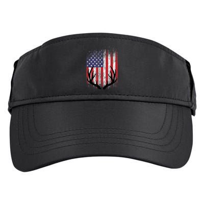 Deer Hunting American Flag Whitetail Buck Antlers Adult Drive Performance Visor