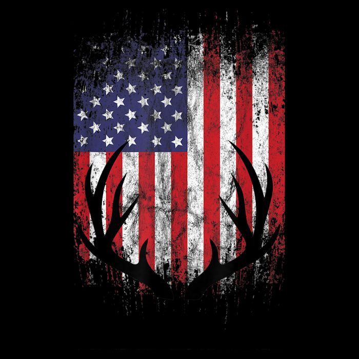 Deer Hunting American Flag Whitetail Buck Antlers Premium T-Shirt