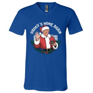 DaddyS Home Again Santa Trump Christmas 2024 New President Gift V-Neck T-Shirt