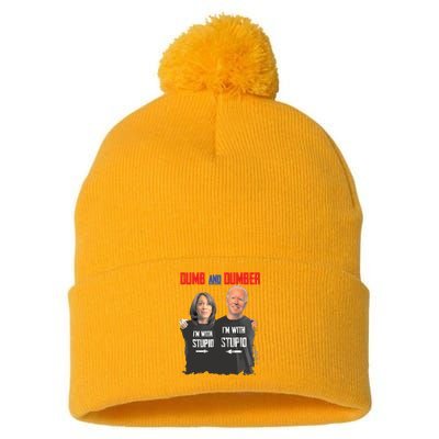 Dumber Haris And Biden Vote For Trump 2024 Pom Pom 12in Knit Beanie