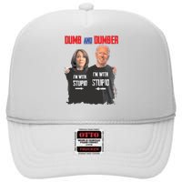 Dumber Haris And Biden Vote For Trump 2024 High Crown Mesh Back Trucker Hat