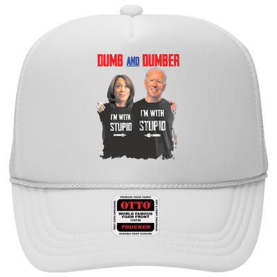 Dumber Haris And Biden Vote For Trump 2024 High Crown Mesh Back Trucker Hat