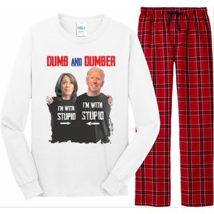 Dumber Haris And Biden Vote For Trump 2024 Long Sleeve Pajama Set