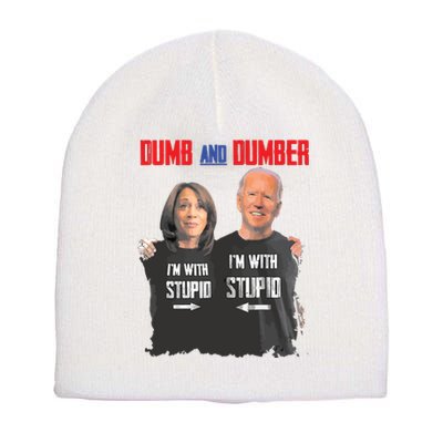 Dumber Haris And Biden Vote For Trump 2024 Short Acrylic Beanie