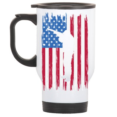 Deer Hunter American Flag Distressed Vintage Gift Stainless Steel Travel Mug