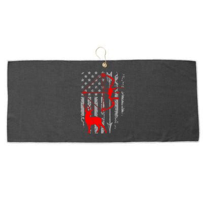 Deer Hunting American Flag Gift Bow Cool Hunting Gift For Hunters Large Microfiber Waffle Golf Towel