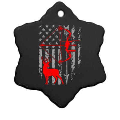 Deer Hunting American Flag Gift Bow Cool Hunting Gift For Hunters Ceramic Star Ornament