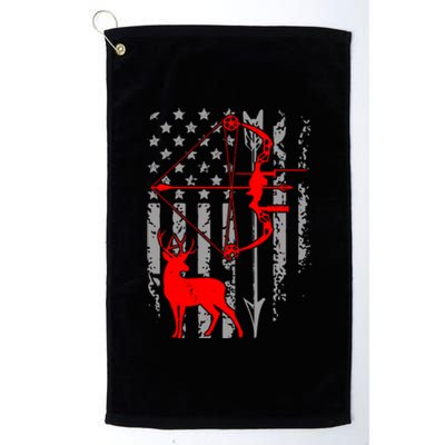 Deer Hunting American Flag Gift Bow Cool Hunting Gift For Hunters Platinum Collection Golf Towel