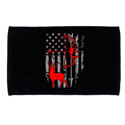 Deer Hunting American Flag Gift Bow Cool Hunting Gift For Hunters Microfiber Hand Towel