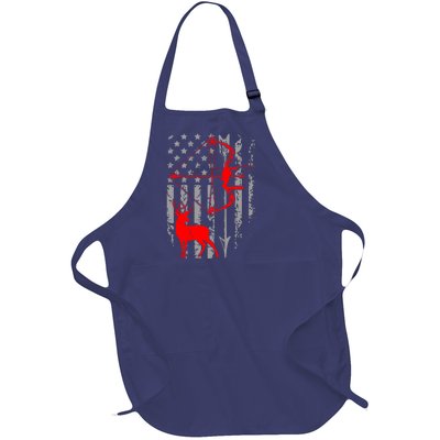 Deer Hunting American Flag Gift Bow Cool Hunting Gift For Hunters Full-Length Apron With Pockets