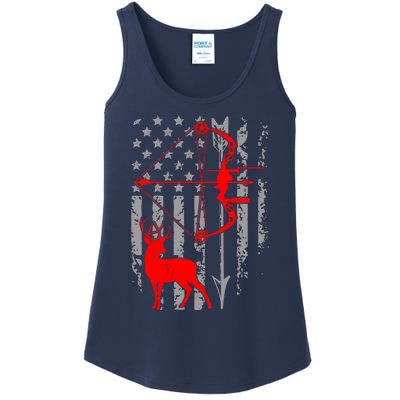 Deer Hunting American Flag Gift Bow Cool Hunting Gift For Hunters Ladies Essential Tank