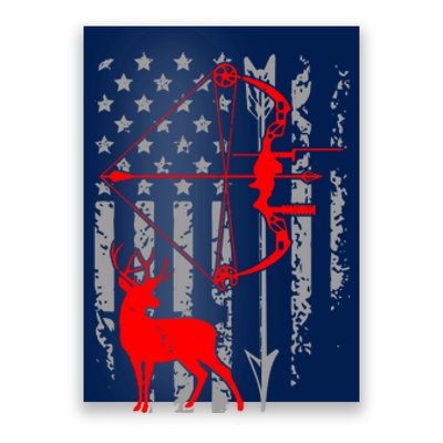 Deer Hunting American Flag Gift Bow Cool Hunting Gift For Hunters Poster