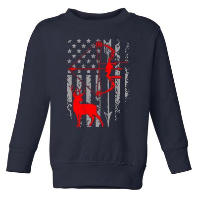 Deer Hunting American Flag Gift Bow Cool Hunting Gift For Hunters Toddler Sweatshirt