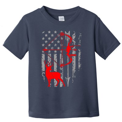 Deer Hunting American Flag Gift Bow Cool Hunting Gift For Hunters Toddler T-Shirt