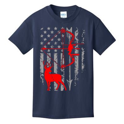 Deer Hunting American Flag Gift Bow Cool Hunting Gift For Hunters Kids T-Shirt