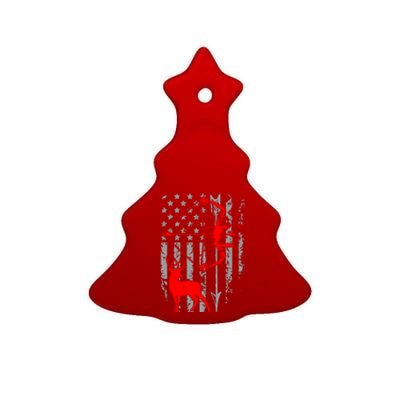 Deer Hunting American Flag Gift Bow Cool Hunting Gift For Hunters Ceramic Tree Ornament