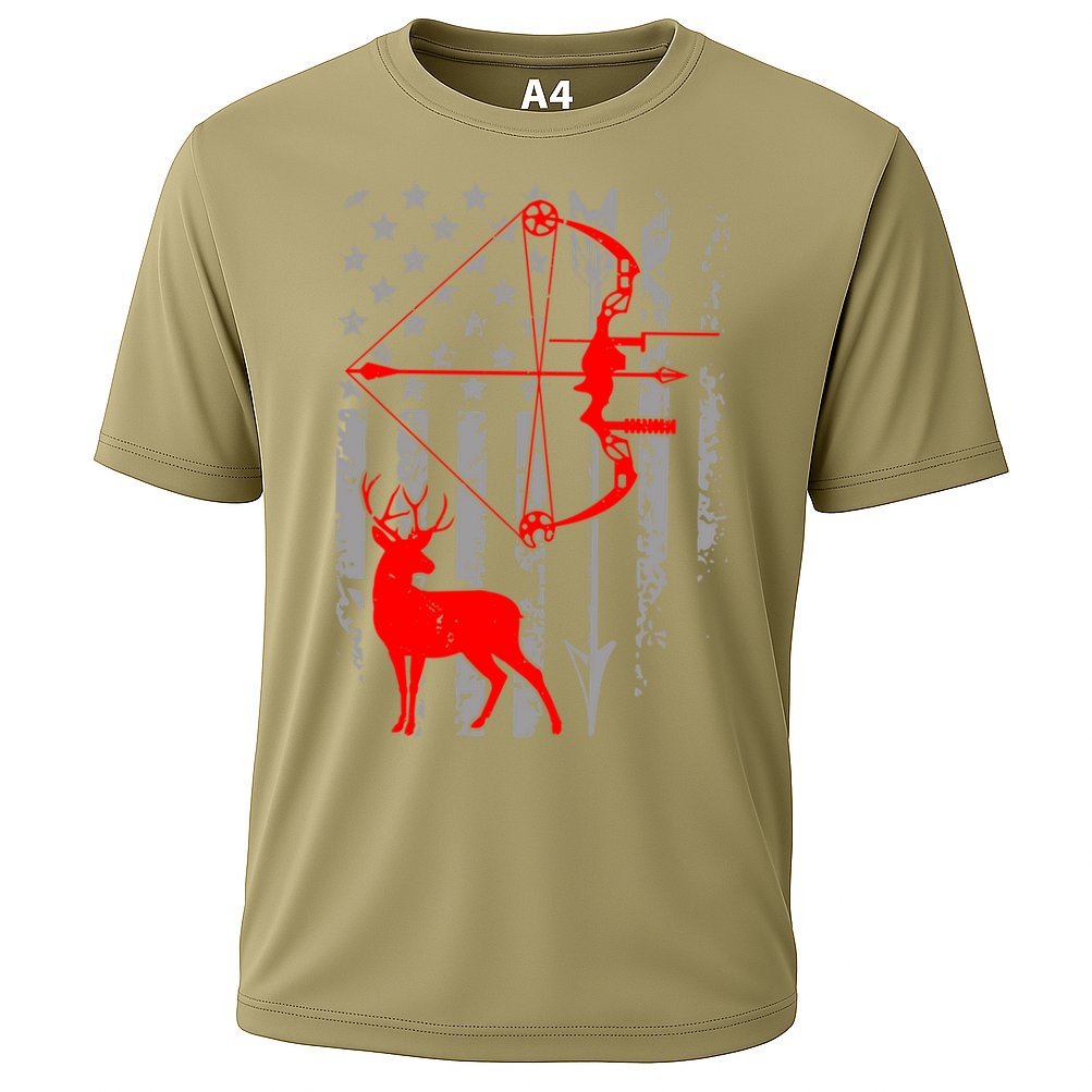 Deer Hunting American Flag Gift Bow Cool Hunting Gift For Hunters Cooling Performance Crew T-Shirt