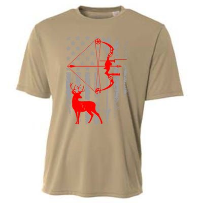 Deer Hunting American Flag Gift Bow Cool Hunting Gift For Hunters Cooling Performance Crew T-Shirt