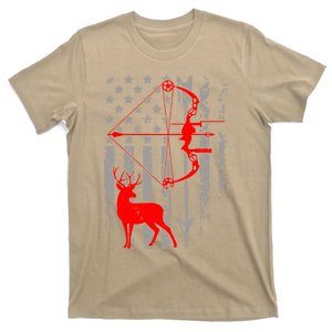 Deer Hunting American Flag Gift Bow Cool Hunting Gift For Hunters T-Shirt