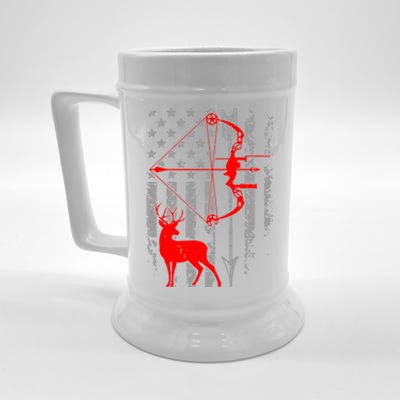 Deer Hunting American Flag Gift Bow Cool Hunting Gift For Hunters Beer Stein