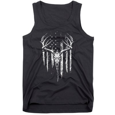 Deer Hunting American Flag Bowhunting Whitetail Bow Hunter Tank Top