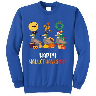 Duck Halloween And Merry Christmas Happy Hallothanksmas Meaningful Gift Sweatshirt