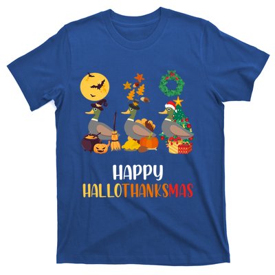 Duck Halloween And Merry Christmas Happy Hallothanksmas Meaningful Gift T-Shirt